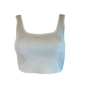 Babaton Scult Knit Cropped Women's Gray  Ribbed Knit Tank Top size S
